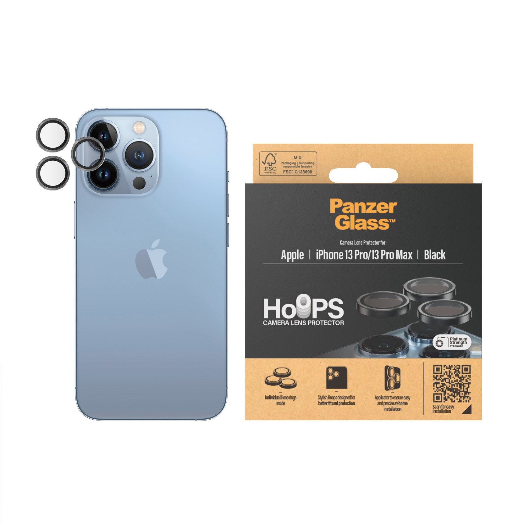 PanzerGlass® Hoops® Black Camera Lens Protector for iPhone 13 Pro | 13 Pro Max